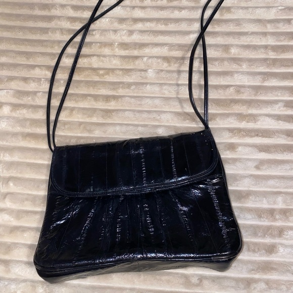 Vintage Carlo Amboldi Eel Skin Black Women's Crossbody Bag - Picture 1 of 4